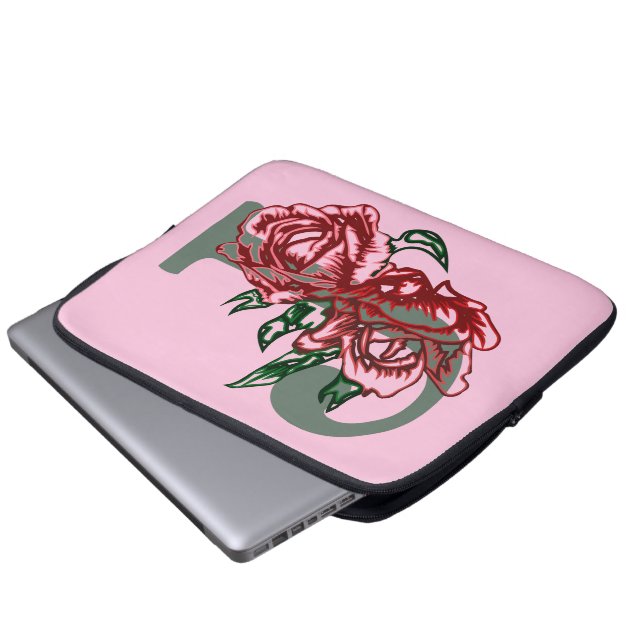 Hauptstadt J floral monogramm Laptopschutzhülle (Vorne Knopf)