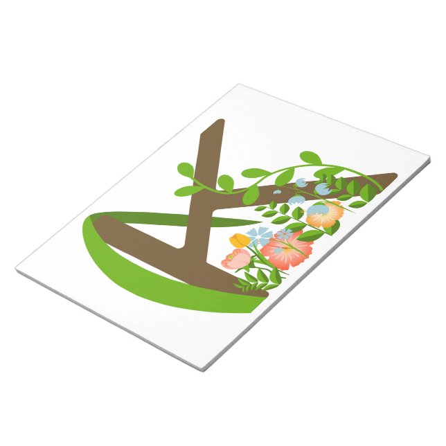 Hauptstadt K florale Monogramm Notizblock (angewinkelt)