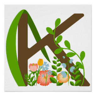 Hauptstadt K florale Monogramm Poster