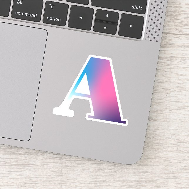 Hauptstadt Letter A Monogram Gradient Pink Blue Wh Aufkleber (Detail)