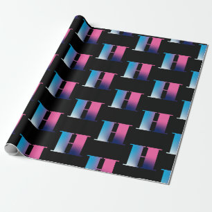 Hauptstadt Letter H Monogramm Gradient Pink Blau Geschenkpapier