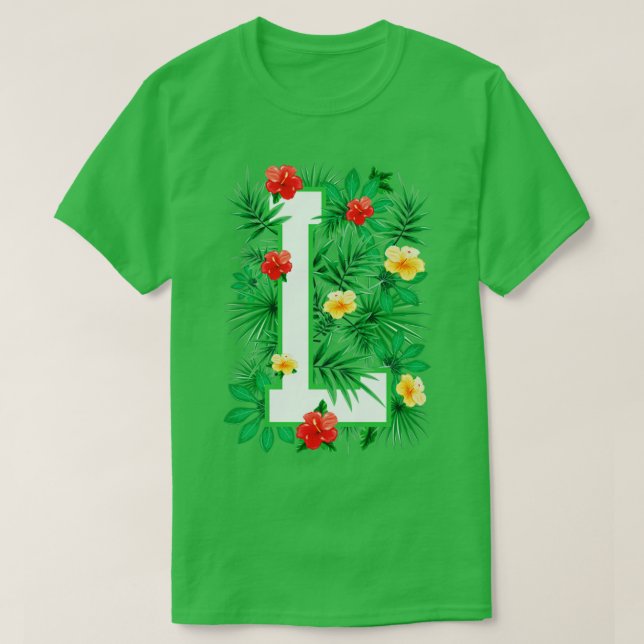 Hauptstadt Letter L Alphabet Monogramm Erste Blume T-Shirt (Design vorne)