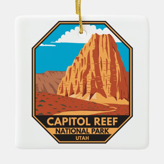Hauptstadt Reef Nationalpark Cathedral Loop Keramikornament (Vorderseite)