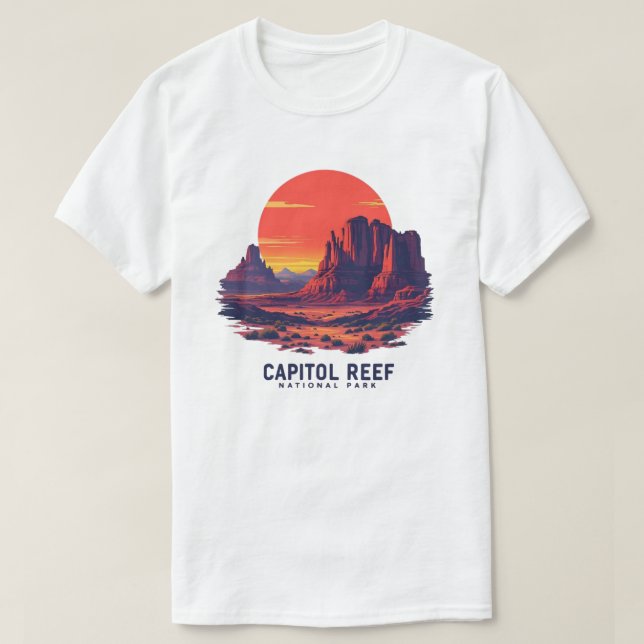 Hauptstadt Reef Nationalpark Retro Sunset Design - T-Shirt (Design vorne)