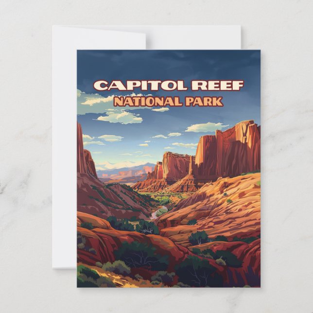 Hauptstadt Reef Nationalpark Utah Wüste Retro Card (Vorderseite)
