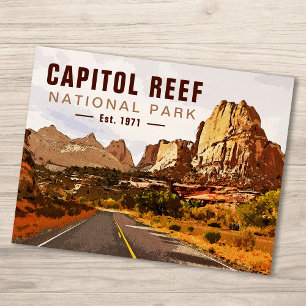 Hauptstadt Reef Nationalpark Utah Wüste Wasserfarb Postkarte