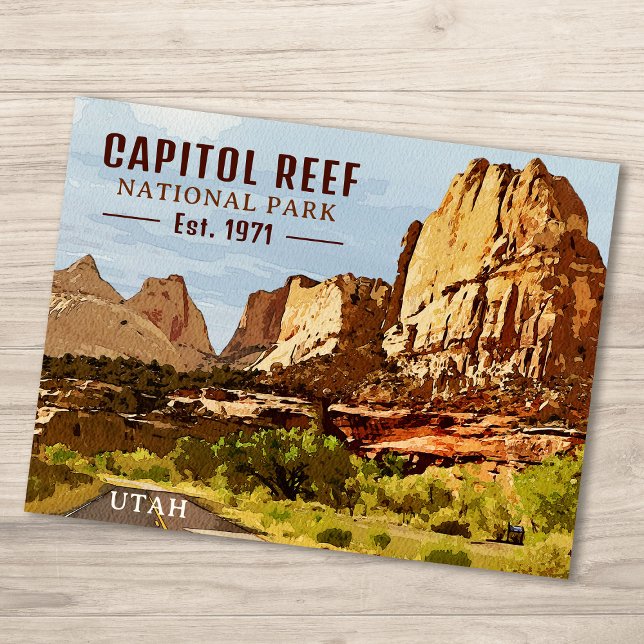 Hauptstadt Reef Nationalpark Utah Wüste Wasserfarb Postkarte (Von Creator hochgeladen)