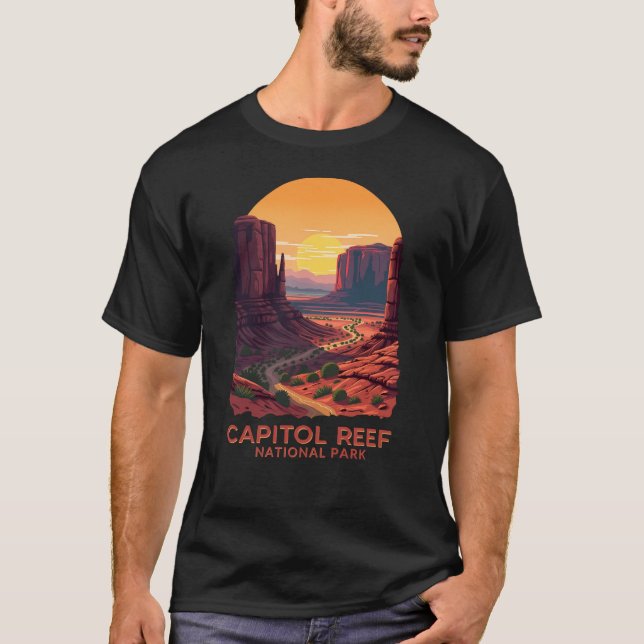 Hauptstadt Reef Nationalpark - Wüste Sonnenunterga T-Shirt (Vorderseite)