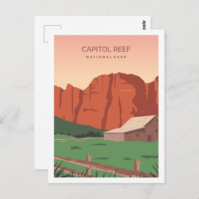 Hauptstadt Reef Utah Bekannter Reiseort Illustrati Postkarte (Vorne/Hinten)