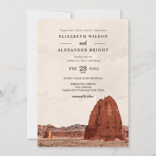 Hauptstadt Riff NP Utah Kathedrale Tal Wasserfarbe Einladung