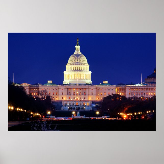 Hauptstadt Washington DC United Staaten in Dusk Poster (Vorne)