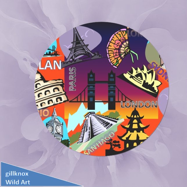 Hauptstädte in aller Welt Runder Aufkleber (Von Creator hochgeladen)