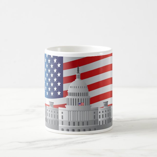 Hauptstadts-Gebäude Washington DCs US mit der Kaffeetasse (Mittel)