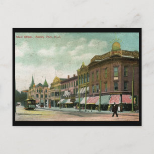 Hauptstraße, Asbury Park, NJ 1906 Vintage Postkarte