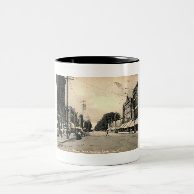 Hauptstraße, Ashtabula, Ohio 1909 Vintag Zweifarbige Tasse (Mittel)