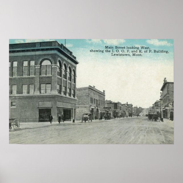 Hauptstraße mit Blick auf WestLewiston, MT Poster (Vorne)