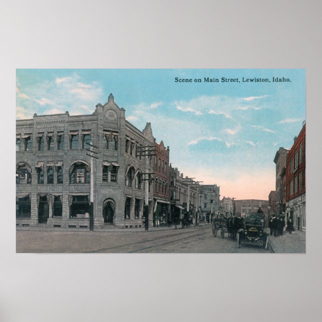 Hauptstraße mit Pferdewagen und Poster (Vorne)