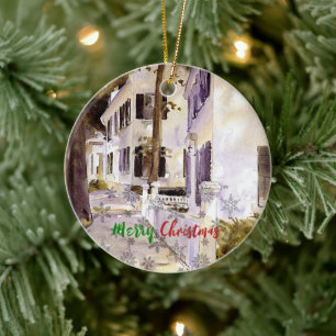 Hauptstraße, Nantucket, Frohe Weihnachten Keramik Ornament