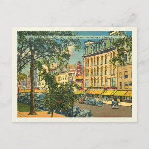 Hauptstraße, Saratoga Springs NY Vintage Postkarte