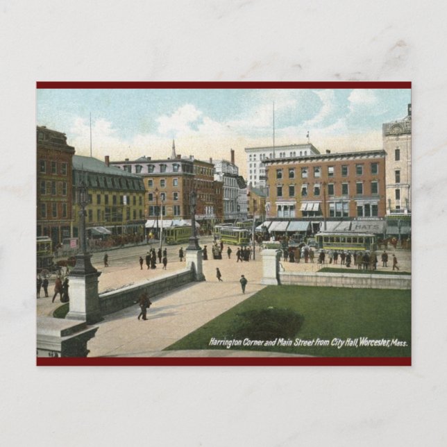 Hauptstraße, Worcester, MA 1910 Vintage Postkarte (Vorderseite)