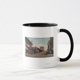 Hauptstraßen-Ansicht mit Straßen-Auto Tasse