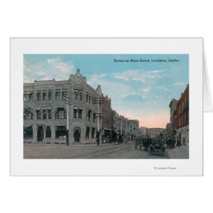 Hauptstraßen-Szene mit Pferdewagen und