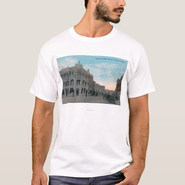 Hauptstraßen-Szene mit Pferdewagen und T-Shirt (Vorderseite)