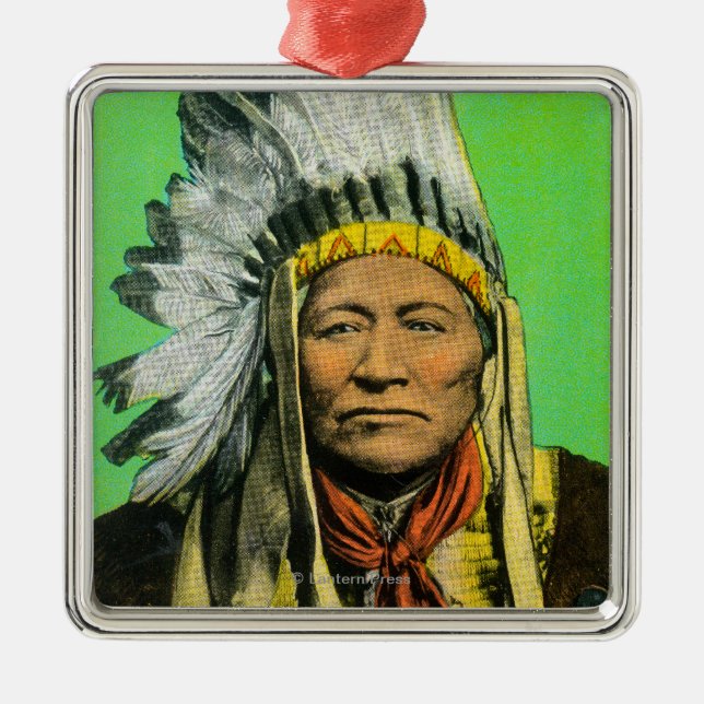 HauptWashakie Porträt Silbernes Ornament (Vorne)