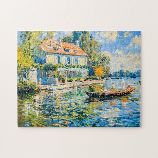 Haus am See mit Schiff Puzzle (Horizontal)