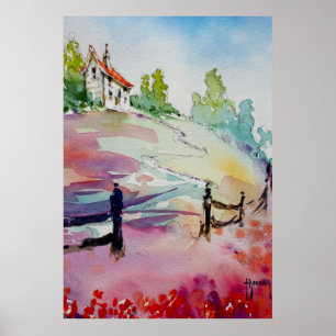 Haus auf dem Hügel-Plakat/dem Druck Poster