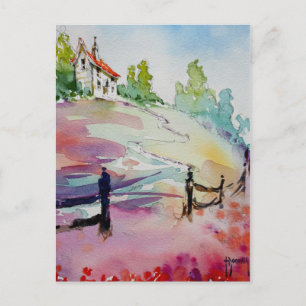 Haus auf der Postkarte des Hügels