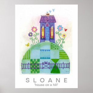 Haus auf einem Hügel Poster