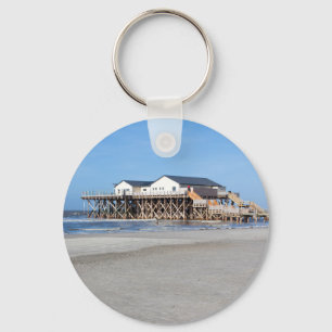 Haus auf Pfählen am Strand von St. Peter Ording Schlüsselanhänger