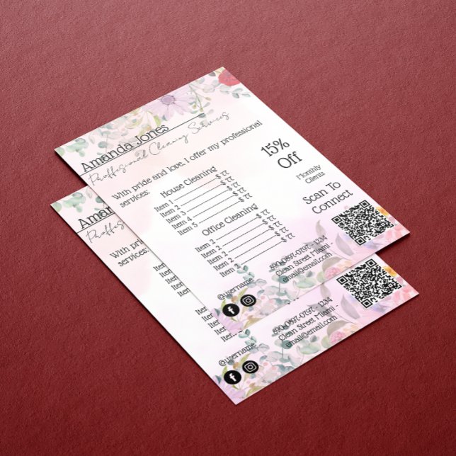 Haus Behaltend Zimmerpreis Blumenkode Einladung (House Keeping Maid Price Floral Qr Code Invitation)