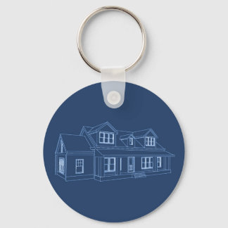 Haus: Blue Print Zeichnend: Schlüsselanhänger