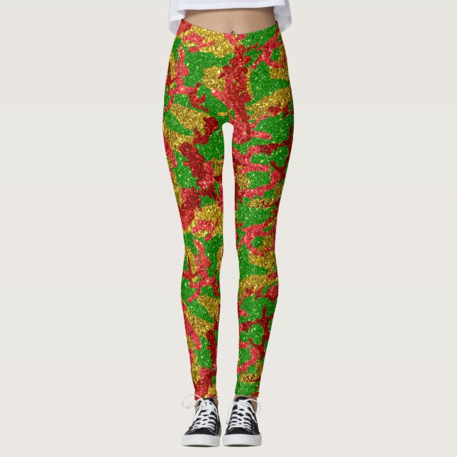 Haus der Camouflage Gold Xmas Muster Leggings (Vorderseite)