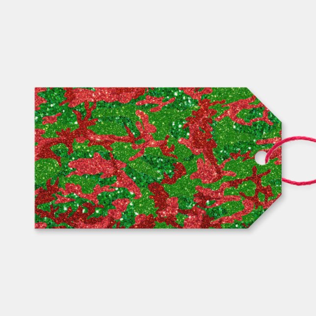 Haus der Camouflage Xmas Glitzer Camouflage Geschenkanhänger (Vorderseite (Horizontal))