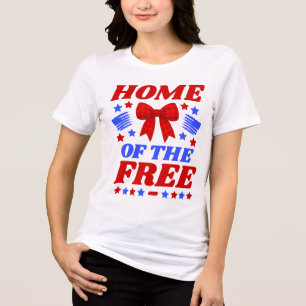 Haus der freien roten Gingham-Schleife Tri-Blend Shirt