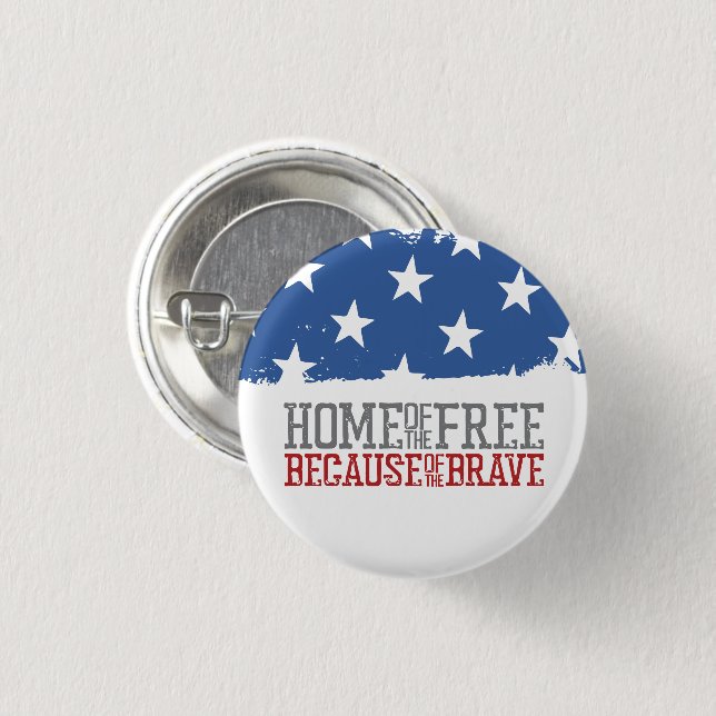 Haus der Freien wegen der Tapferen US-Flagge Button (Vorne & Hinten)