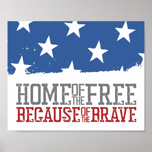 Haus der Freien wegen der Tapferen US-Flagge Poster (Vorne)