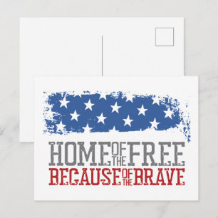 Haus der Freien wegen der Tapferen US-Flagge Postkarte