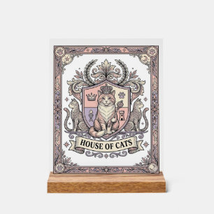 Haus der Katzen Katzen Heraldik Wappen Vintage Acrylschild