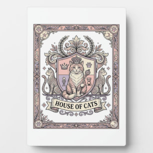 Haus der Katzen Katzen Heraldik Wappen Vintage Fotoplatte