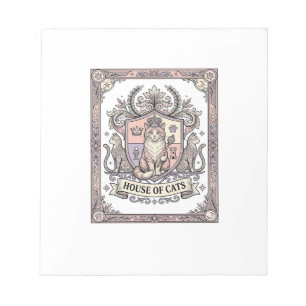 Haus der Katzen Katzen Heraldik Wappen Vintage Notizblock