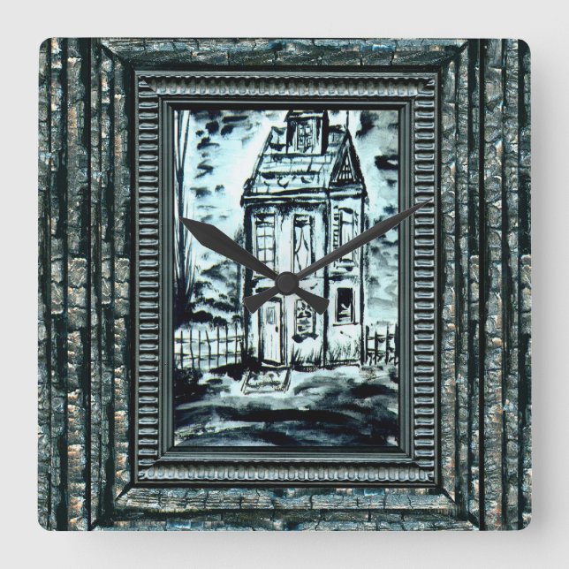 Haus der Täuschung Quadratische Wanduhr (Vorderseite)
