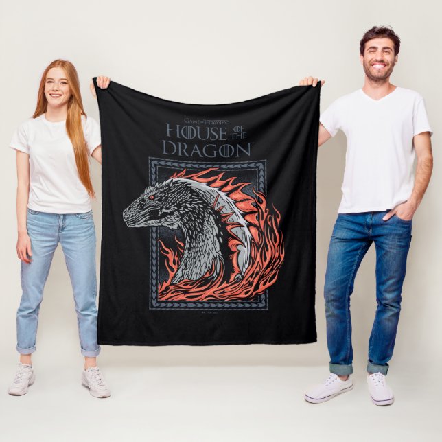 HAUS DES DRAGONS | Drachenprofil in Flammen Fleecedecke (Beispiel)