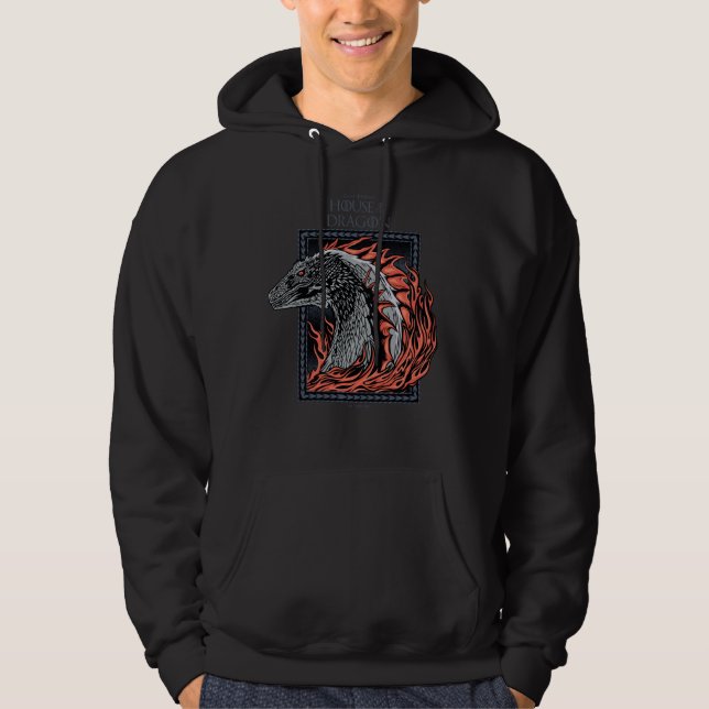 HAUS DES DRAGONS | Drachenprofil in Flammen Hoodie (Vorderseite)