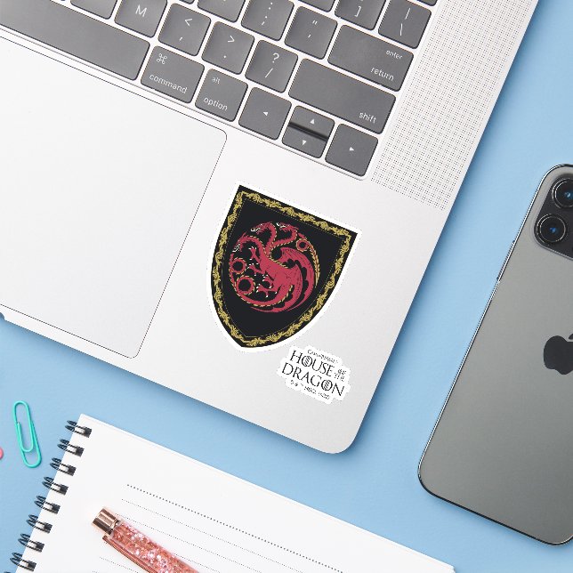 HAUS DES DRAGONS | House Targaryen Wappen Aufkleber (Laptop mit iPhone)