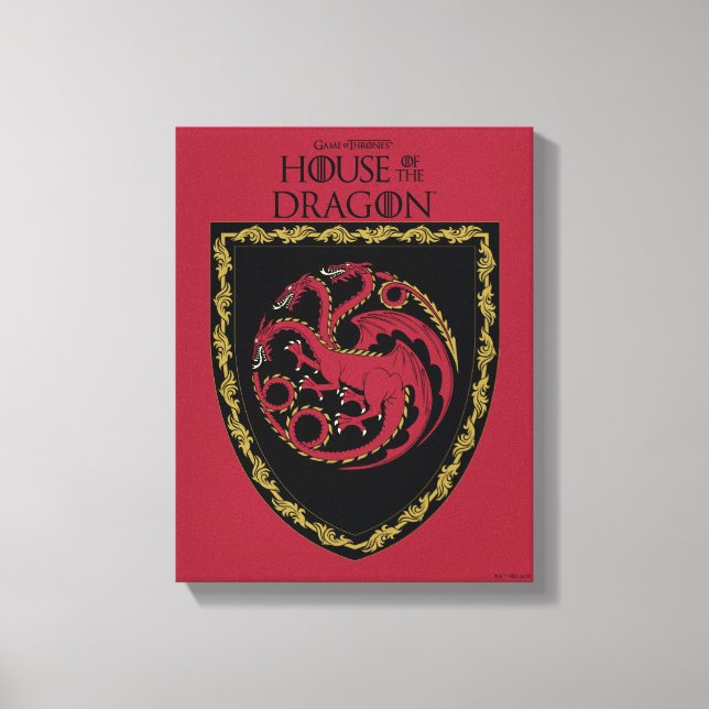 HAUS DES DRAGONS | House Targaryen Wappen Leinwanddruck (Vorderseite)