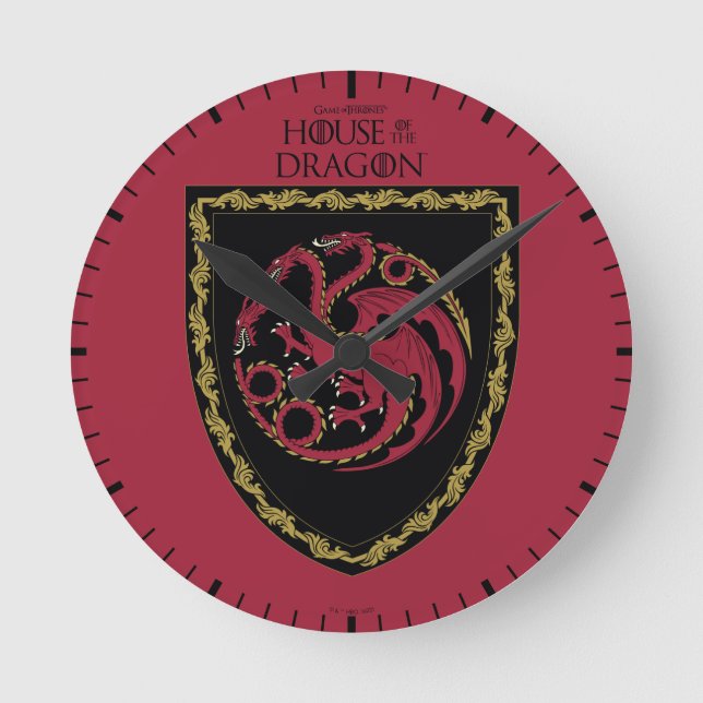 HAUS DES DRAGONS | House Targaryen Wappen Runde Wanduhr (Vorderseite)